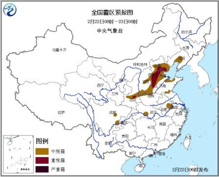 全國(guó)霾區(qū)預(yù)報(bào)圖。