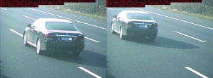 由于車速過快，高清探頭抓拍下的畫面，有一點(diǎn)點(diǎn)模糊 監(jiān)控截圖