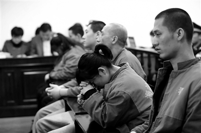 昨日，因涉嫌誘騙男網(wǎng)友進(jìn)行高額消費(fèi)，海淀區(qū)一咖啡廳負(fù)責(zé)人及“吧女”等14人受審。新京報(bào)記者 王貴彬 攝