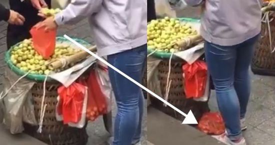 網(wǎng)上流傳的短片顯示，賣棗子棗子的小販以偷龍轉(zhuǎn)鳳的手段把棗子換掉。