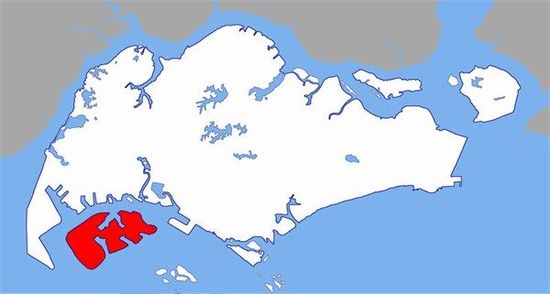 紅色為PX工廠所在裕廊島，與新加坡主城區(qū)距離5公里