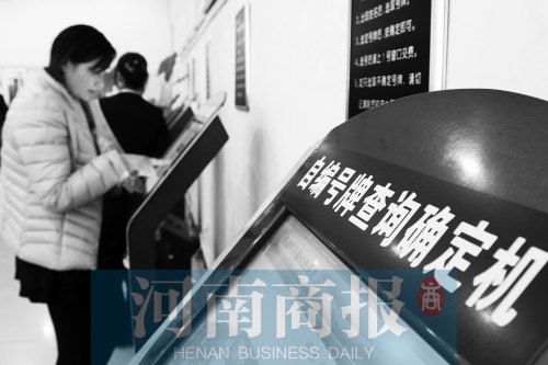 安陽車管所內(nèi)，市民在自助挑選車牌號。 鄧萬里/攝