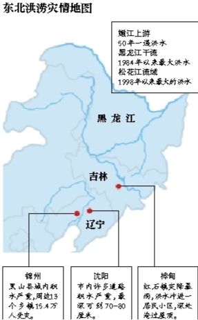 受持續(xù)降雨的影響，嫩江、松花江、黑龍江等3條大江同時(shí)出現(xiàn)超警戒水位的流域性大洪水