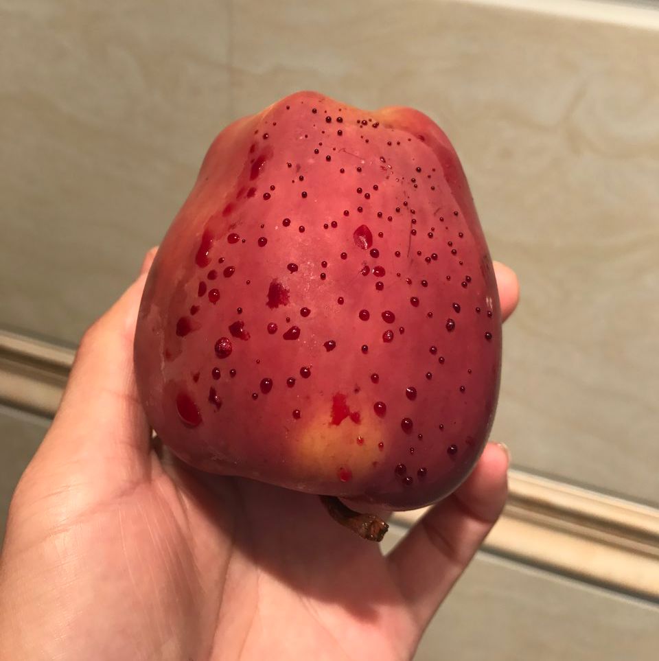 嚇懵！女子用熱水泡蘋果結(jié)果冒出血珠 咋回事？
