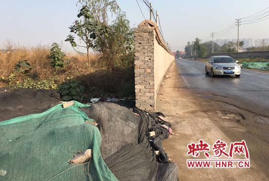 一墻之隔，一邊是道路，一邊是垃圾和荒草，市民質(zhì)疑其為遮羞墻。