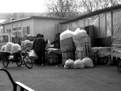 “黑作坊”制好的豆芽流向北京日上綜合商品批發(fā)市場(chǎng)。