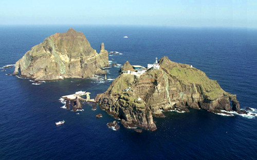 資料圖：日韓爭(zhēng)議島嶼，韓國稱“獨(dú)島”，日本稱“竹島”。